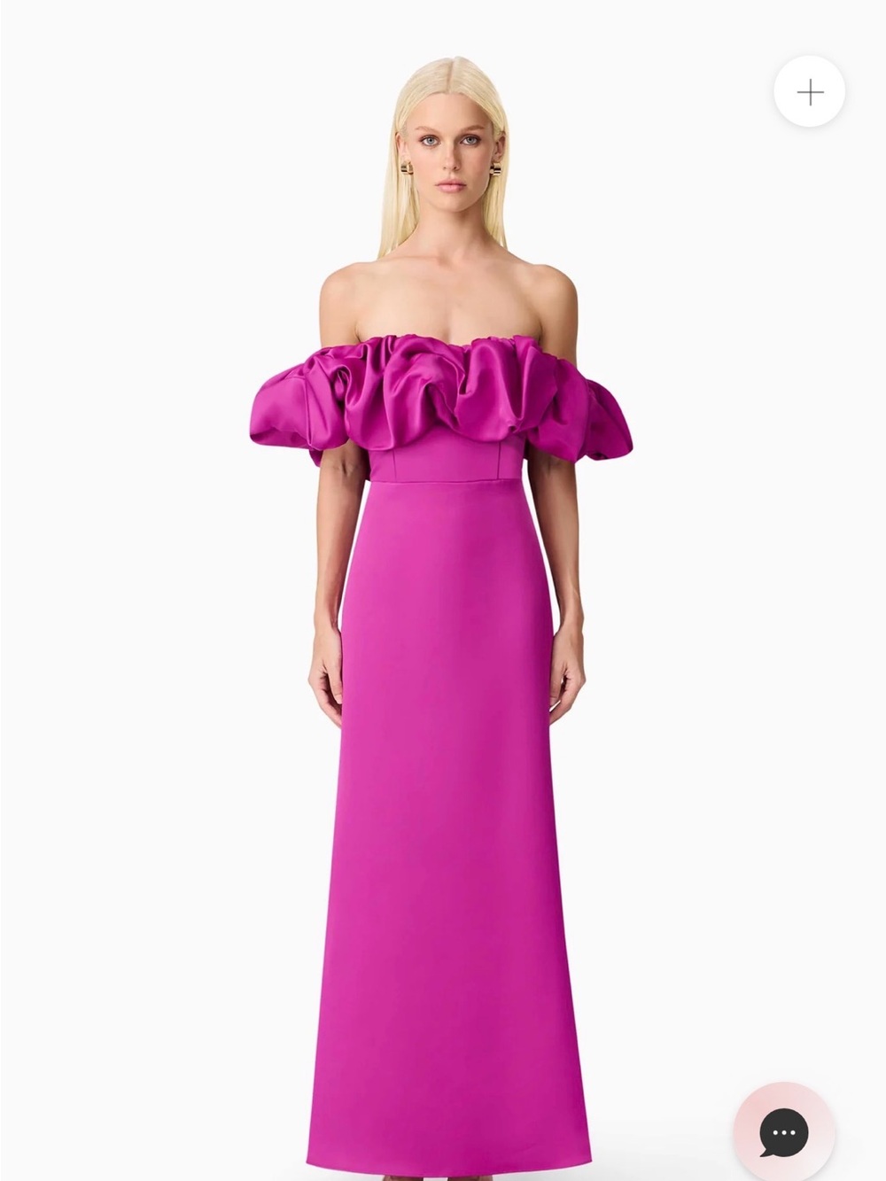 NWT Elliatt Strapless Ruffle Column Gown in Fuchsia